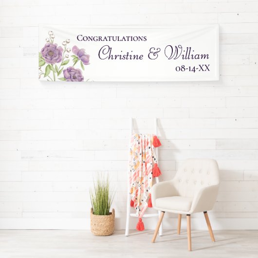 Lavender Purple Rose Wedding 横断幕 (インサイチュ)