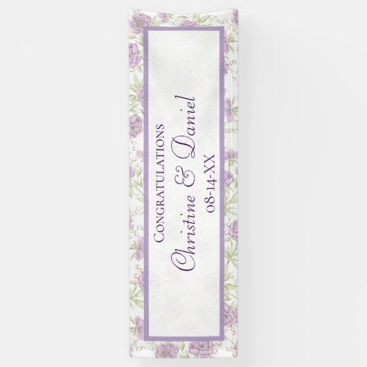 Lavender Purple Rose Wedding 横断幕 (縦)