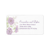 Lavender Purple Rose Wedding Address Labels ラベル (正面)