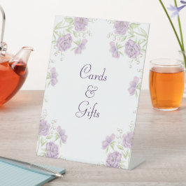 Lavender Purple Rose Wedding Cards Gift Sign 台座サイン