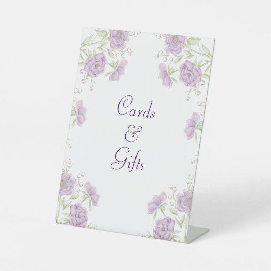 Lavender Purple Rose Wedding Cards Gift Sign 台座サイン (正面)
