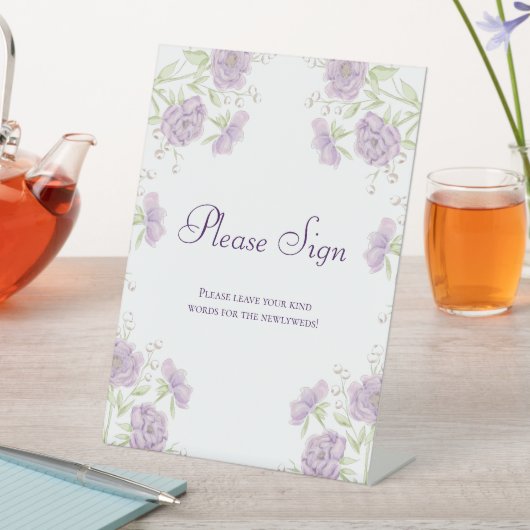 Lavender Purple Rose Wedding Guest Book Sign 台座サイン (インサイチュ)