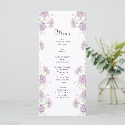 Lavender Purple Rose Wedding Menus メニュー (スタンド正面)