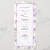 Lavender Purple Rose Wedding Programs メニュー (正面)