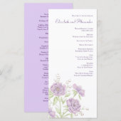 Lavender Purple Rose Wedding Programs メニュー (正面/裏面)