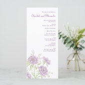 Lavender Purple Rose Wedding Programs メニュー (スタンド正面)