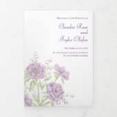 Lavender Purple Rose Wedding Programs 三つ折りプログラム (カバー)