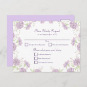 Lavender Purple Rose Wedding RSVP シーズンポストカード (正面/裏面)