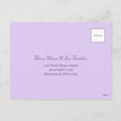 Lavender Purple Rose Wedding RSVP シーズンポストカード (裏面)