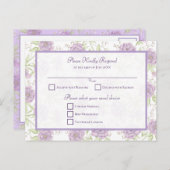 Lavender Purple Rose Wedding RSVP シーズンポストカード (正面/裏面)