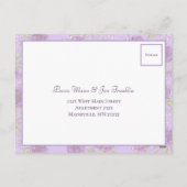 Lavender Purple Rose Wedding RSVP シーズンポストカード (裏面)