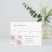 Lavender Purple Rose Wedding RSVP Reply シーズンポストカード (スタンド正面)