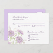 Lavender Purple Rose Wedding RSVP Reply シーズンポストカード (正面/裏面)