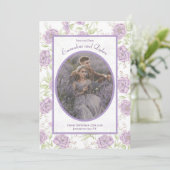 Lavender Purple Rose Wedding Save the Date 招待状 (スタンド正面)