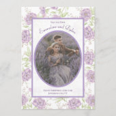 Lavender Purple Rose Wedding Save the Date 招待状 (正面)
