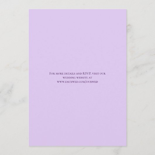 Lavender Purple Rose Wedding Save the Date 招待状 (裏面)
