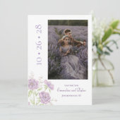 Lavender Purple Rose Wedding Save the Date 招待状 (スタンド正面)