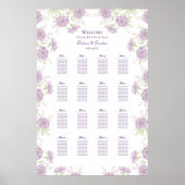 Lavender Purple Rose Wedding Seating Chart ポスター (正面)
