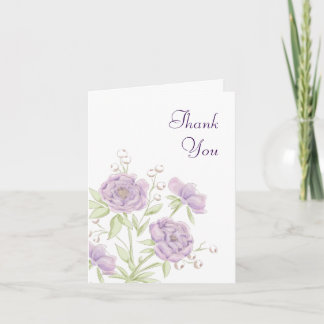 Lavender Purple Rose Wedding Thank You Cards 招待状