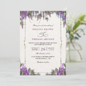 Lavender Purple Watercolor Budget QR Code Wedding 招待状 (スタンド正面)