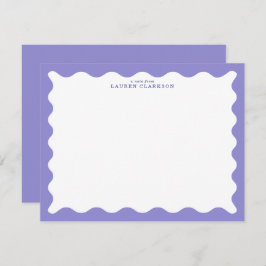Lavender Purple Wavy Frame Note Card 招待状