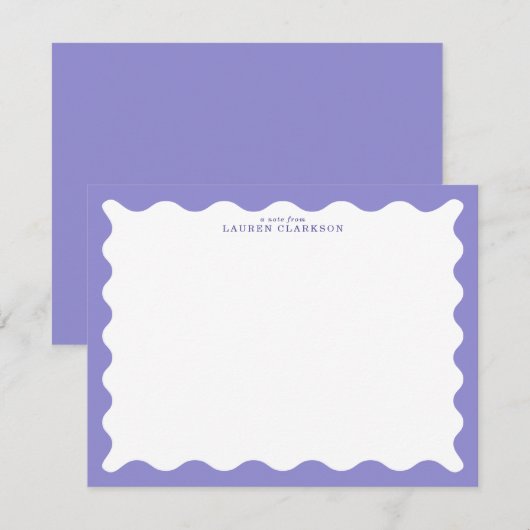 Lavender Purple Wavy Frame Note Card 招待状 (正面/裏面)