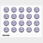 Lavender Purple Wedding Monogram Initials ラウンドシール (シート)