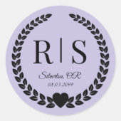Lavender Purple Wedding Monogram Initials ラウンドシール (正面)