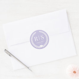 Lavender Purple Wedding Monogram Initials ラウンドシール
