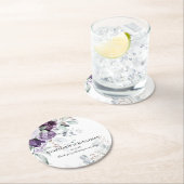 Lavender Purple White Rustic Florals ラウンドペーパーコースター (インサイチュ)