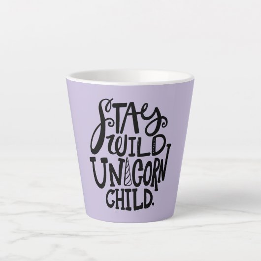 Lavender Purple Wild Unicorn カフェラテマグ (正面)