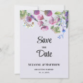 Lavender purple wildflower spring Save the Date 招待状 (正面)