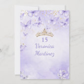 Lavender Quinceañera Invitation with Butterflies 招待状 (裏面)