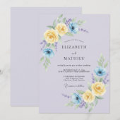 Lavender Radiant Spring Floral Wedding 招待状 (正面/裏面)