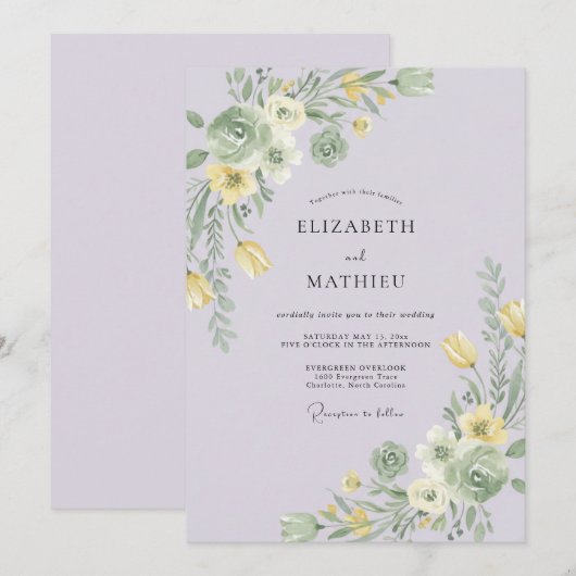 Lavender Radiant Spring Wedding 招待状 (正面/裏面)