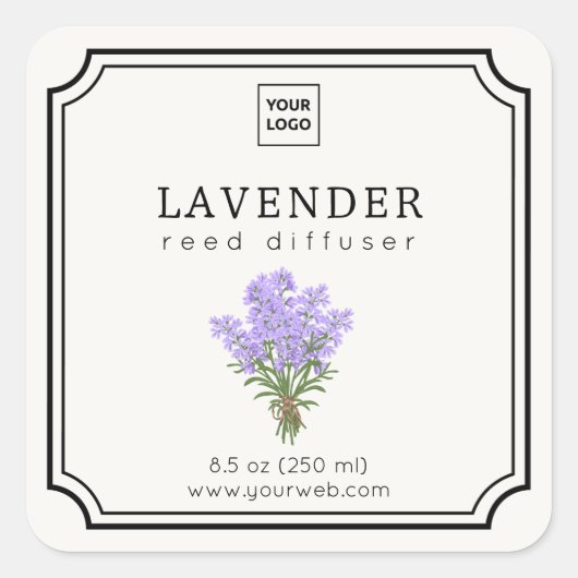 Lavender Reed Diffuser Label スクエアシール (正面)