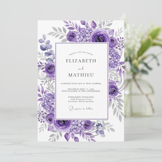 Lavender Refined Spring Wedding 招待状 (スタンド正面)