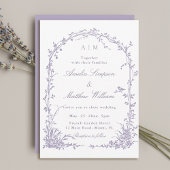 Lavender Romantic Botanical Arch Garden Wedding 招待状