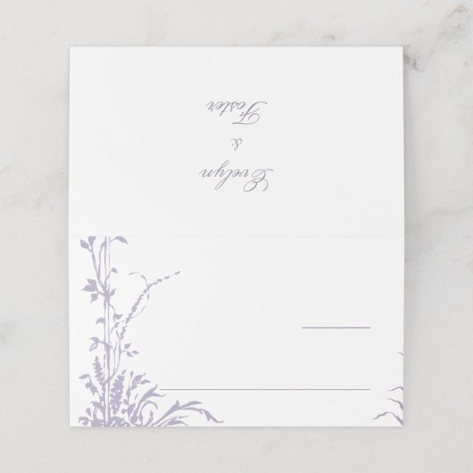 Lavender Romantic Botanical Garden Wedding プレイスカード (外部開封)