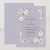 Lavender Romantic Botanical Wedding 招待状 (正面/裏面)