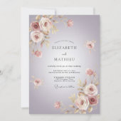 Lavender Romantic Floral Flourish Wedding 招待状 (正面)