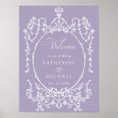 Lavender Romantic French Frame Wedding Welcome ポスター (正面)
