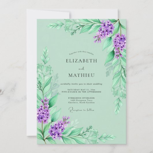 Lavender Romantic Spring Wedding 招待状 (正面)