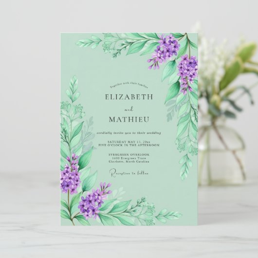 Lavender Romantic Spring Wedding 招待状 (スタンド正面)