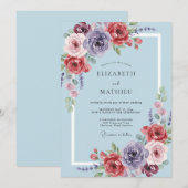 Lavender Rose Botanical Whimsy Wedding 招待状 (正面/裏面)