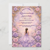 Lavender Rose Fairytale Quinceañera 招待状 (正面)