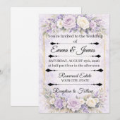 lavender Rose Floral wedding invitation 招待状 (正面/裏面)
