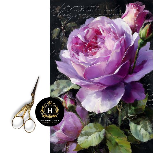 Lavender Rose Flower Decoupage 薄葉紙