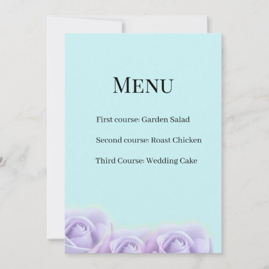 Lavender Rose Wedding Menu Card 招待状 (正面)