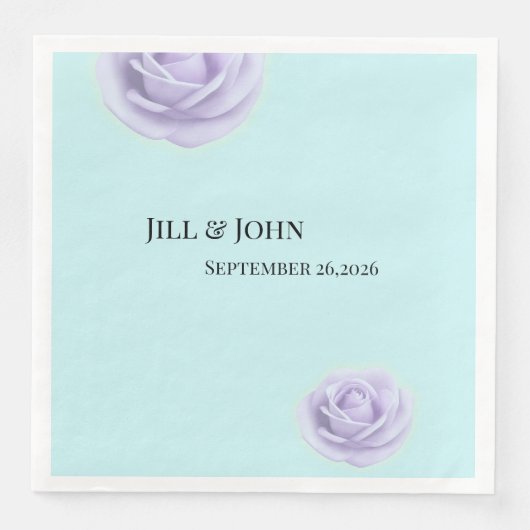 Lavender Rose Wedding Napkins (正面)